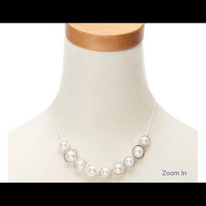 Silver Circle Pearl Statement Necklace